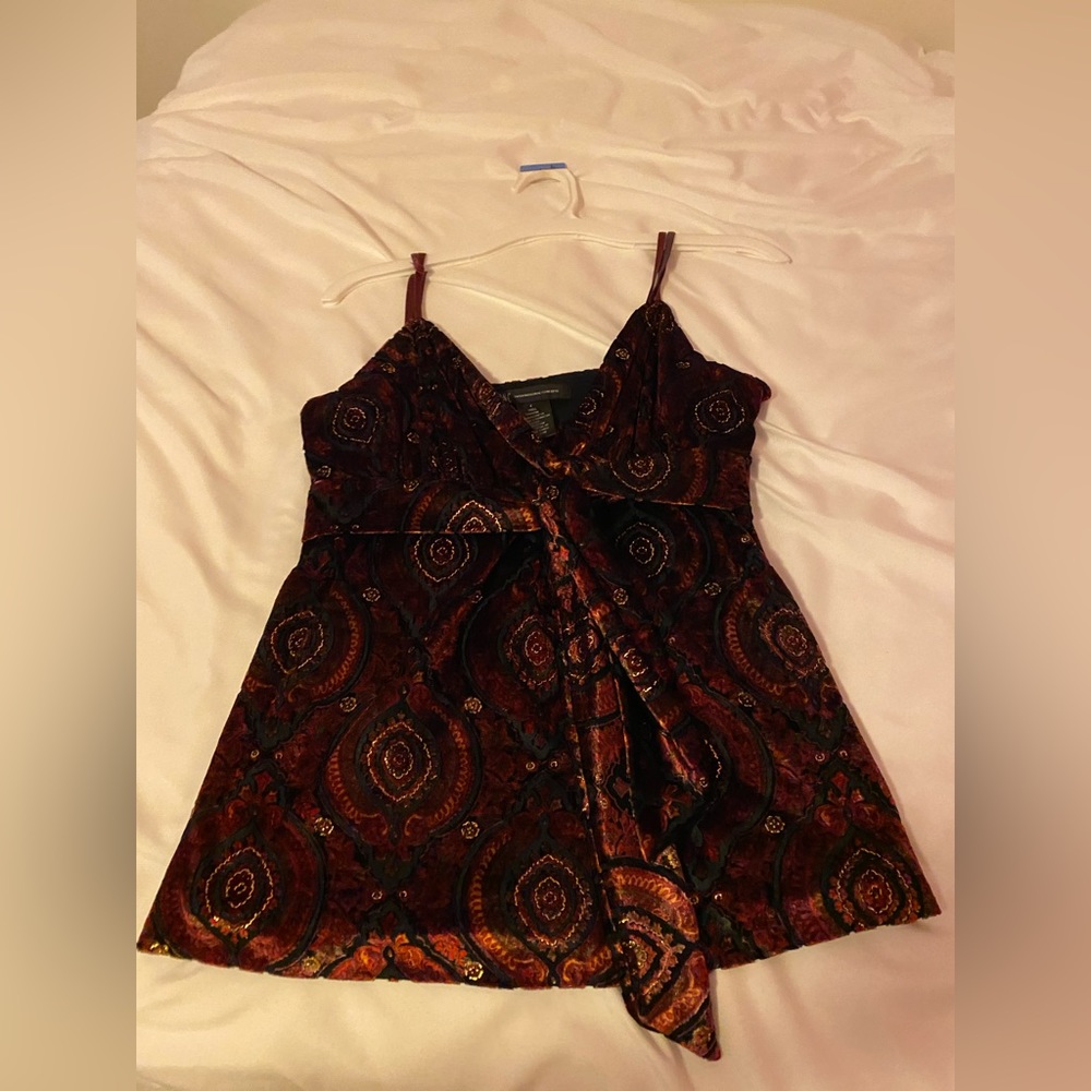 International Concepts Velvet Tank Top with Tie in Front